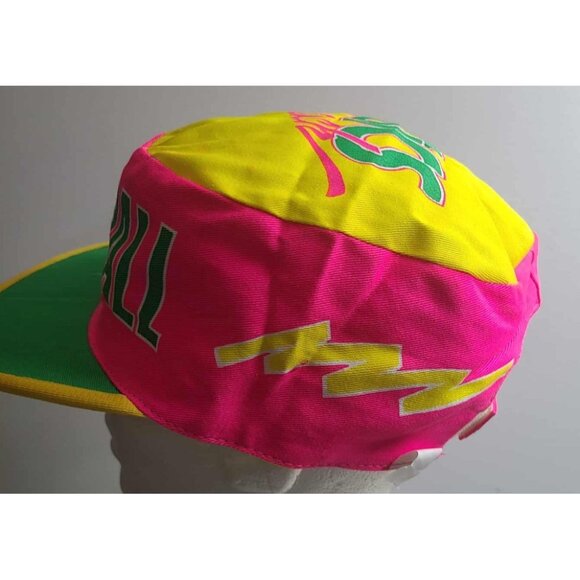 VINTAGE USA ASICS YELLOW REVERSABLE RUNNING CAP,neon,80s,90s,ONE OF A KIND! - Picture 8 of 10
